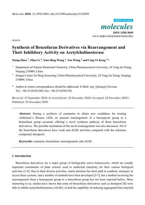 (PDF) Synthesis of Benzofuran Derivatives via Rearrangement and Their ...