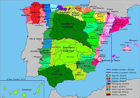 Dialectos De Espa A Dialects Of Spain Language Map Map