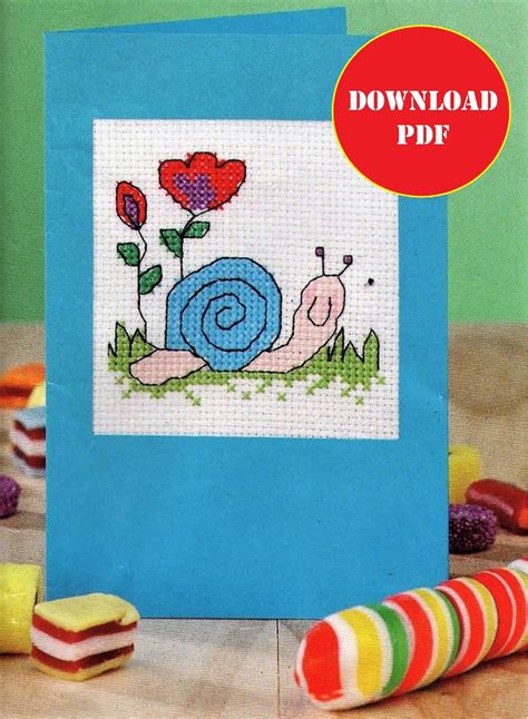 Snail Cross Stitch Pattern Cute Animal Embroidery Chart Diy Etsy