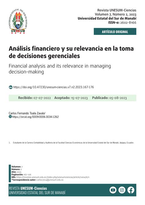 PDF Análisis financiero y su relevancia en la toma de decisiones