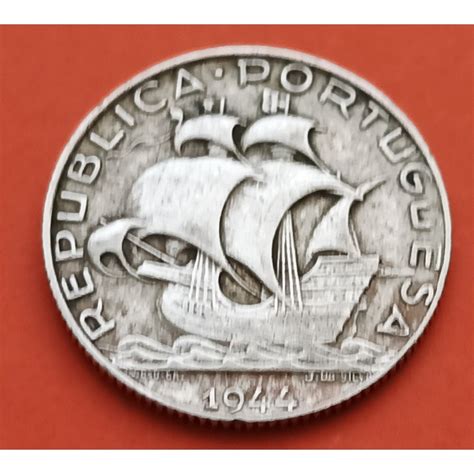 PORTUGAL 2 50 ESCUDOS 1944 CARABELA KM 580 MONEDA DE PLATA MBC