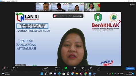 Pelaksanaan Seminar Rancangan Aktualisasi Peserta Latsar CPNS Golongan