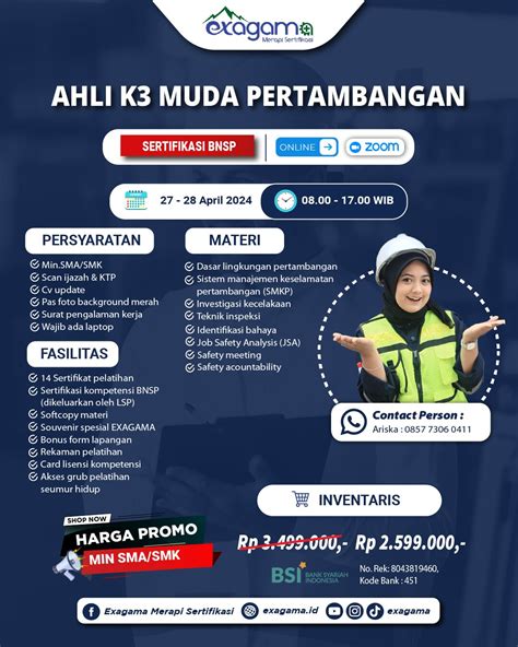 Sertifikat Ahli K3 Muda Pertambangan Exagama Merapi Sertifikasi