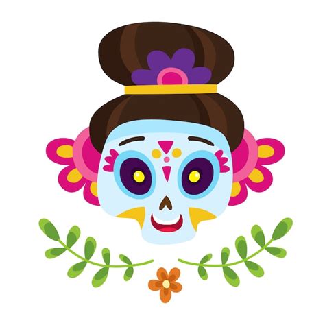 Cartel Con Calavera De Az Car Colorida Para El D A De Los Muertos O