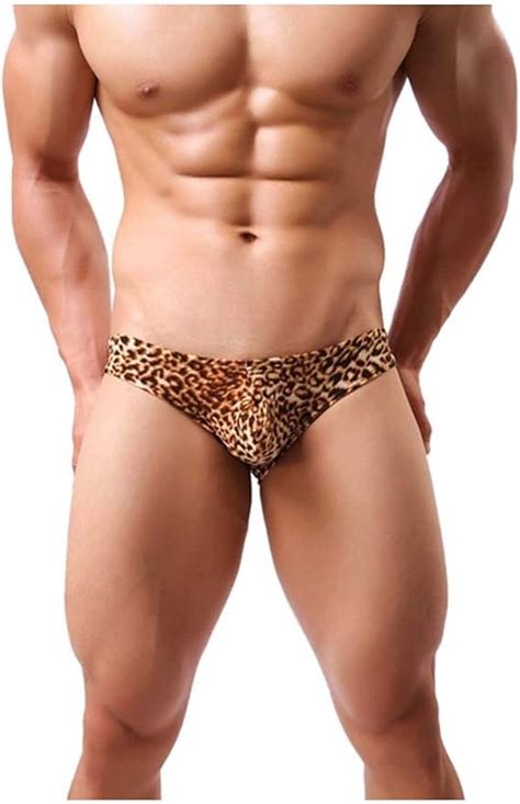 Sexy Männer Leopardenmuster Animal Bulge Pouch Bikini Slips Tangahöschen Low Rise Unterwäsche