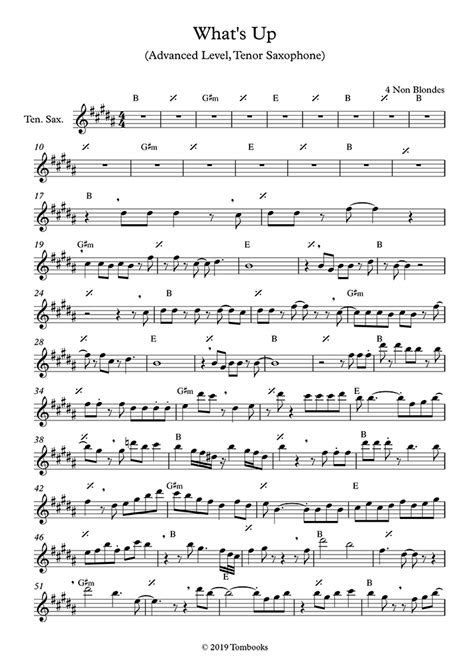 What S Up Advanced Level Tenor Sax Non Blondes Saxophone Sheet