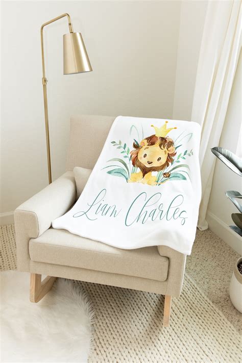 Personalized Baby Blanket Boy Lion Blanket Lion Baby Shower Etsy