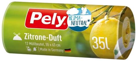 Pely KLIMA NEUTRAL Zugband Beutel Zitronen Duft 35 Liter 12 Stück