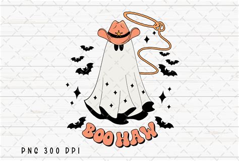 Retro Boo Haw Cowboy Ghost Halloween PNG Graphic By Flora Co Studio