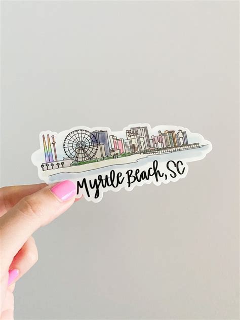 Myrtle Beach South Carolina Skyline Sticker Etsy