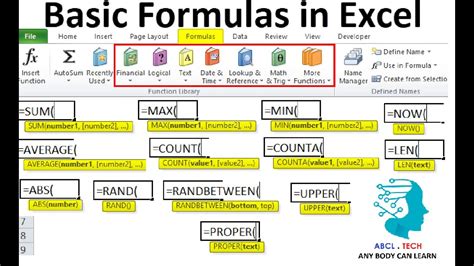 18 Basic Formulas In Excel YouTube