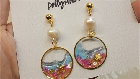 Uv Resin Jewelry Uv Resin Earrings Shells And Pearls Youtube