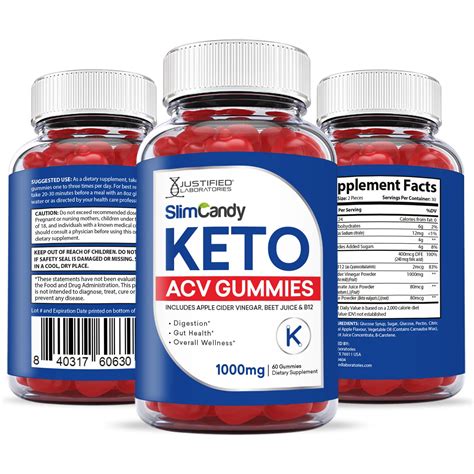 Justified Laboratories 5 Pack Slim Candy Keto Acv Gummies 1000mg With Pomegranate Juice Beet