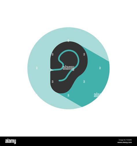 Body Senses Heard Ear Icon With Shade On Green Circle Vector