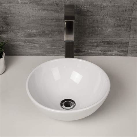 Gardenix Decor Lavabo De Salle De Bain Rond 13 Po X 13 Po Vasque De