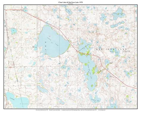 Clear Lake And Red Iron Lake 1970 Custom Usgs Old Topo Map South Dakota Old Maps