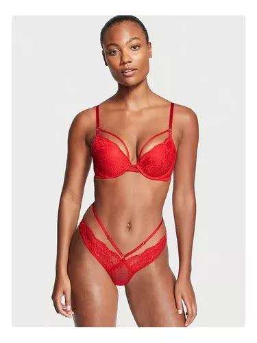 Victorias Secret Lencería Sexy Conjunto Rojo Bra 36c Meses sin interés