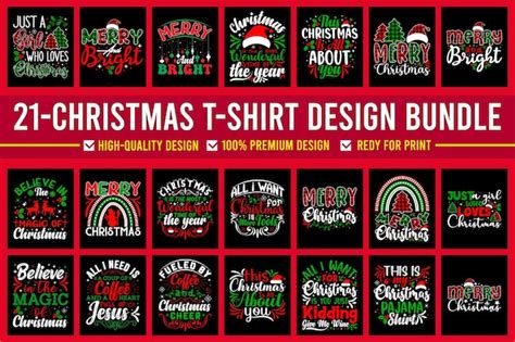 Premium Vector Christmas Typography T Shirt Bundle