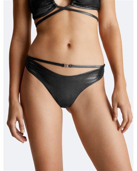 Calvin Klein String Cheeky Bikini Bottom In Black Lyst