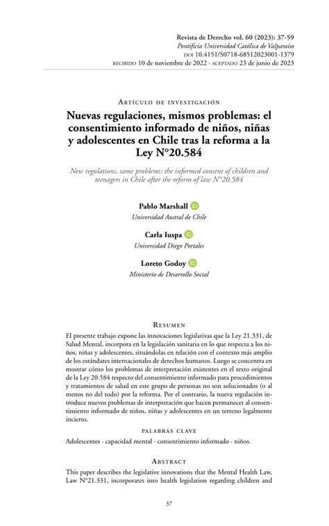 Pdf Nuevas Regulaciones Mismos Problemas El Consentimiento