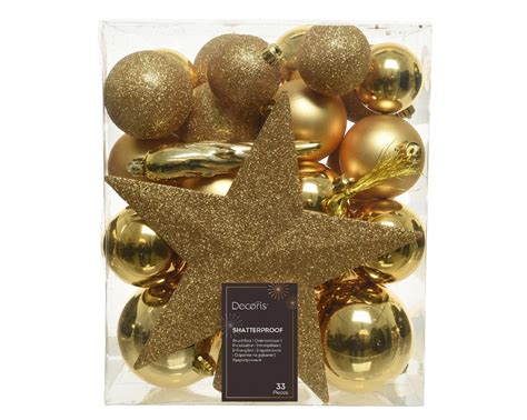 Decoris Kerstballen Plastic Mix Piek 33st Licht Goud Top Tuincentrum