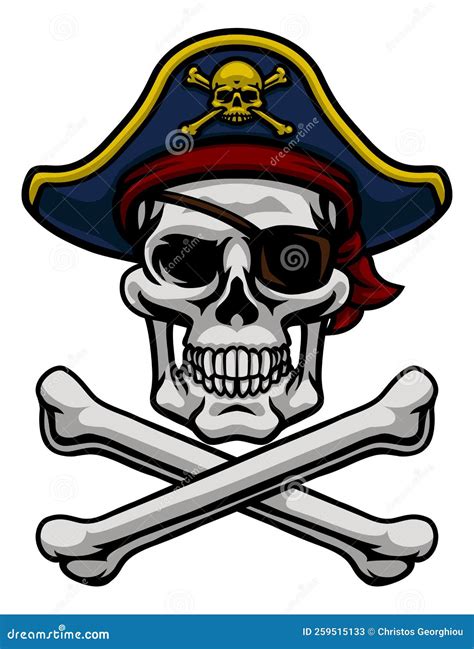 Pirate Hat Skull And Crossbones Cartoon Stock Vector Illustration Of Vector Eyepatch 259515133