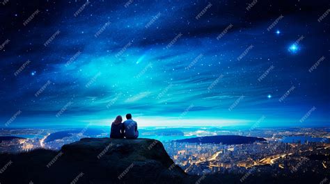 Premium Photo Silhouette Of A Heterosexual Couple Sitting On Top Of A