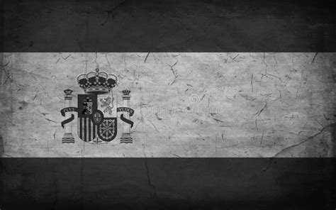 Black and White Flag of Spain. Old Worn Flag. Vector Illustration Stock ...