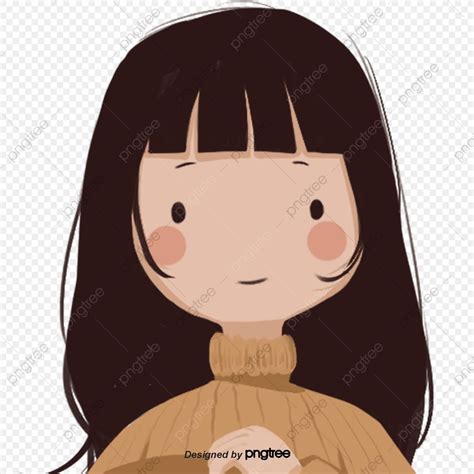 La Chica De Pelo Largo De Dibujos Animados Png Personaje Bangs