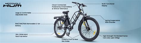 Motovolt Electric Cycle | HUM Standard Normal Range| App Connected Range up to 45 kms | Premium ...