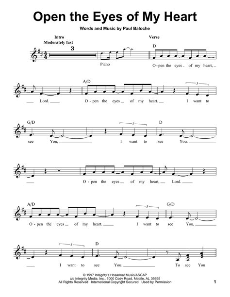 Praise Band - Open The Eyes Of My Heart sheet music