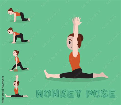 Yoga Tutorial Monkey Pose Cartoon Vector Illustration Stock Vector ...