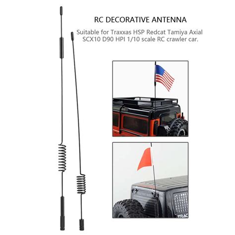 Otviap 2 Pcs Metal Decoration Accessory Parts Simulation Antenna For Traxxas Trx 4 Rc Crawler