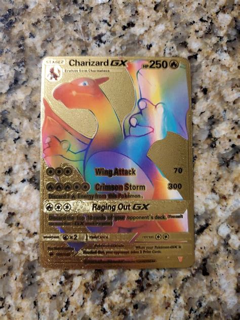 Mavin Rainbow Charizard GX Gold Metal Charizard Pokemon Card