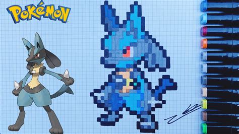 TUTO DESSIN PIXEL ART LUCARIO POKEMON HOW TO DRAW LUCARIO POKEMON