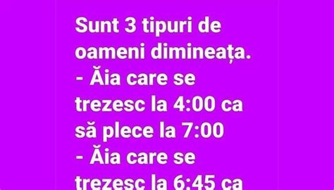 Bancul Zilei Sunt 3 Tipuri De Oameni Care Se Trezesc Dimineața