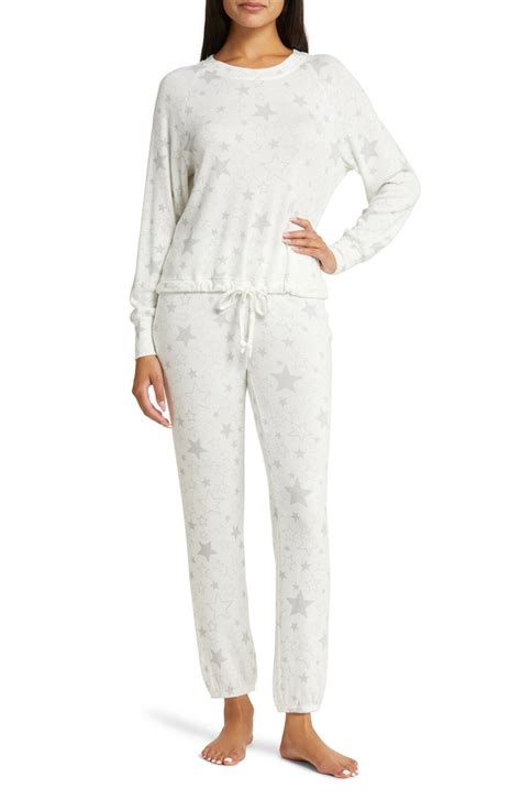 Ugg Ugg Gable Brushed Knit Pajamas Cream Stars Editorialist