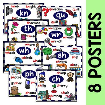 Beginning Digraphs Pocket Chart Cards And Posters By Notman S Notebook