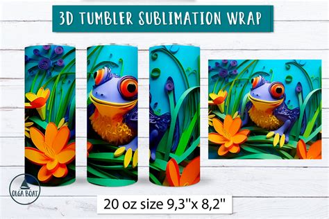 3d Frog Sublimation Tumbler Wrap Graphic By Olga Boat Design · Creative