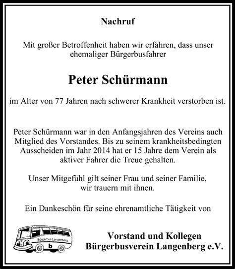 Traueranzeigen von Peter Schürmann Trauer in NRW de