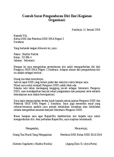 Detail Contoh Surat Pengunduran Diri Dari Sekolah Sebagai Murid Koleksi