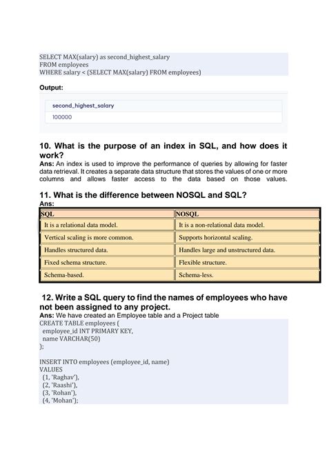 SOLUTION SQL Interview Commonly Asked Questions Studypool