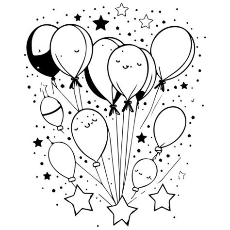 Doodle Kids Decoration Star Birthday Balloons Vector Image