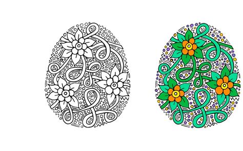 Coloriage D Oeuf De P Ques G Ant Avec Mod Le Fleurs Sur La Treille