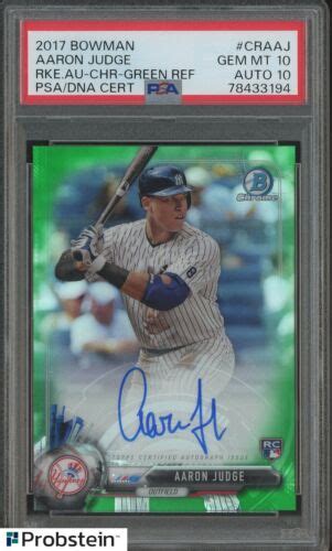 Bowman Chrome Green Refractor Aaron Judge Rc Psa Psa Dna