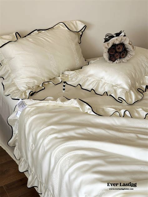 Silky Ruffle Blanket Comforter Set White Best Stylish Bedding Ever Lasting