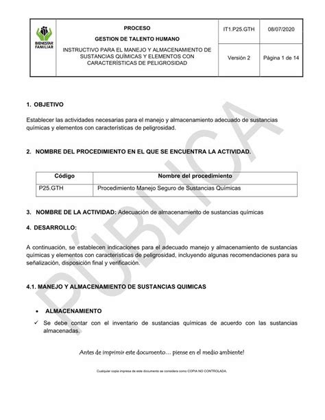 PDF PROCESO GESTION DE TALENTO HUMANO El producto químico debe