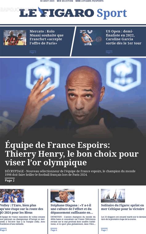 Le Figaro Sport 30 ago 2023 Jornais e Revistas SAPO pt Última