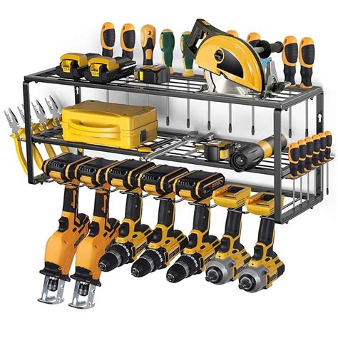 Buy Power Tool Organizer Garage Organization With 7 Drill Holders Amoowis Tool Box Organizers