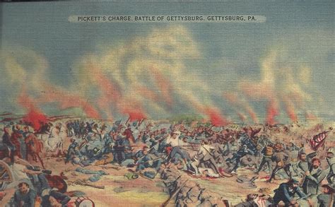 Vintage Pickett S Charge Battle Of Gettysburg Pennsylvania Pa Postcard Ebay